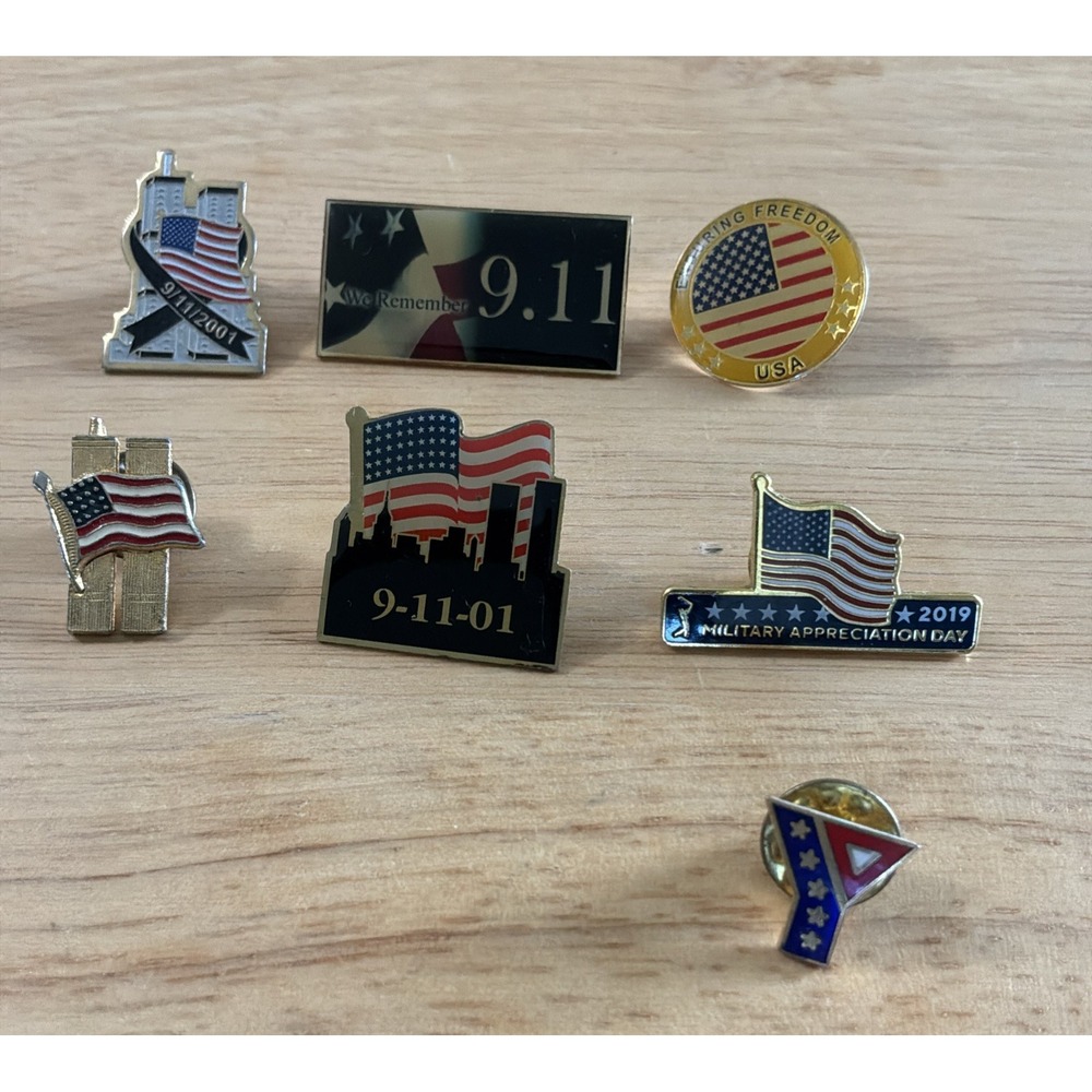 Vtg American Patriotic Pin Lot 9/11 War Military Pins Lapel Hat Pinback Tie Tack